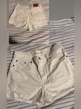 Levi's White High Waist Denim Shorts